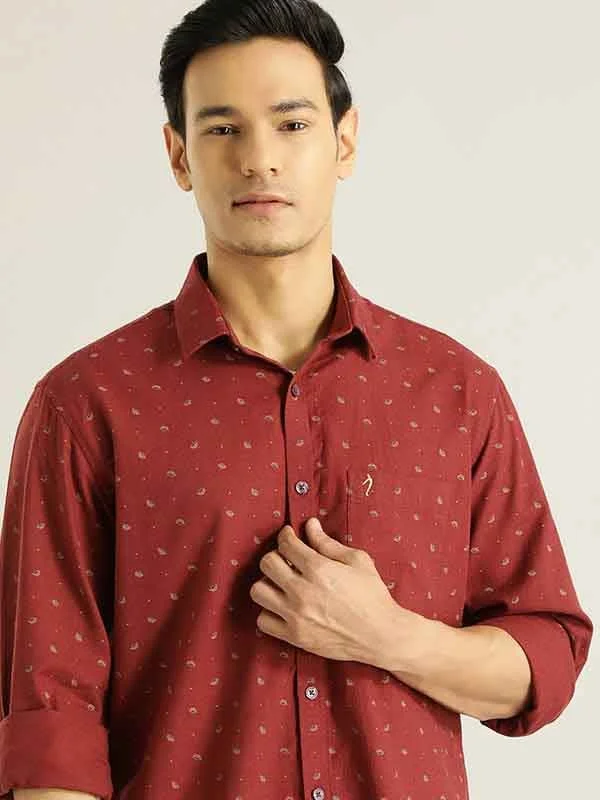 Men Printed Full Sleeve Cotton Shirt Elegant Men's Formal 