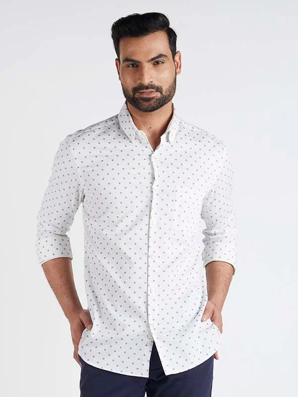 Men Printed Full Sleeve Cotton Shirt Casual Men's Short