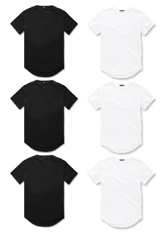 Scallop T-Shirt 6 Pack (Black & White) Sleek Men's Metallic