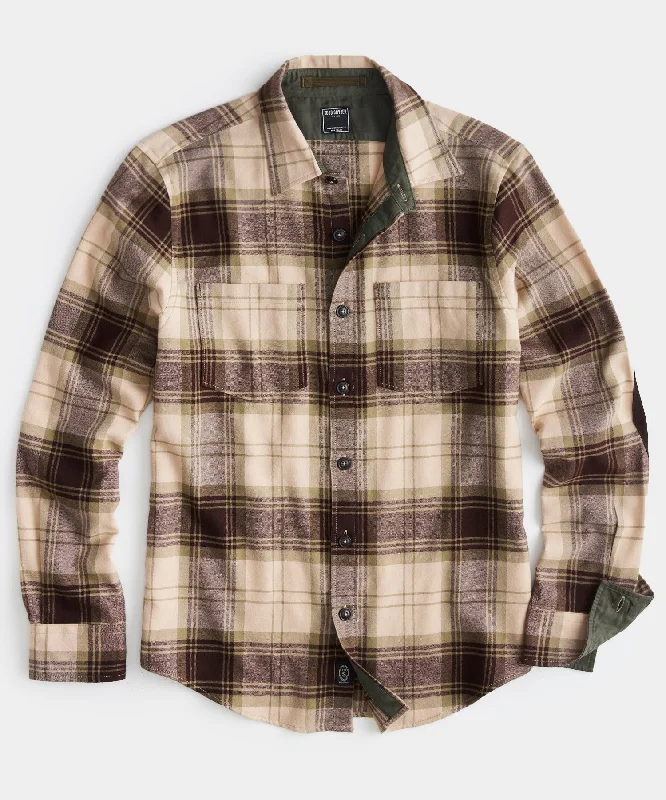 TODD SNYDER MULTI-PLAID ITALIAN FLANNEL OVERSHIRT IN KHAKI Cozy Men's Winter