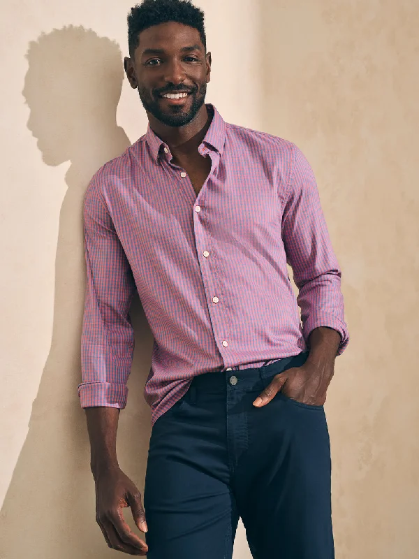 FAHERTY THE MOVEMENT SHIRT IN BLUE ROSE GINGHAM Rugged Men's Outdoor 