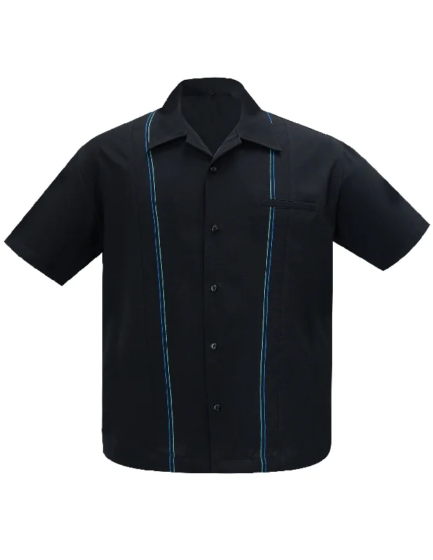 The Harold Bowling Shirt in Black Trendy Men's Scandinavian