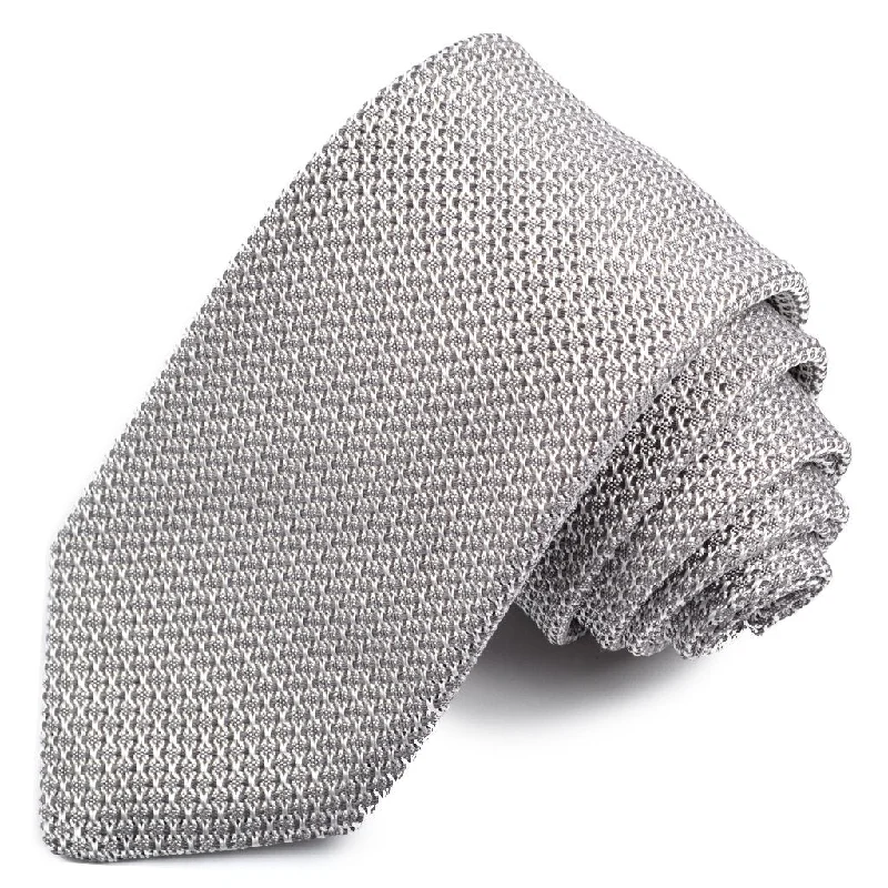 Solid Garza Grossa Grenadine Italian Silk Tie in Silver by Dion Neckwear Sporty Men's Athleisure 