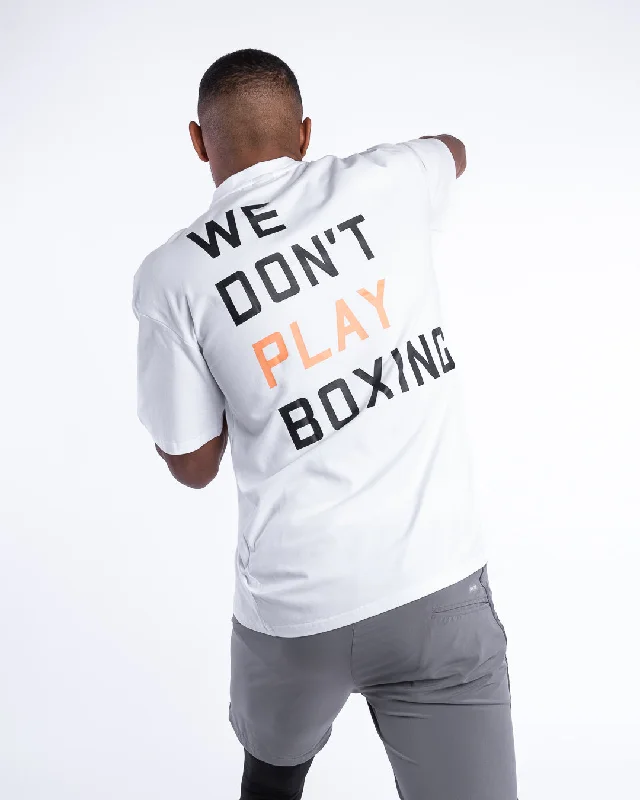 We Don't Play Boxing Oversized T-Shirt - White Elegant Men's Cashmere