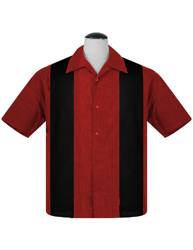 PopCheck Double Panel Bowling Shirt in Red/Black Tough Men's Tactical