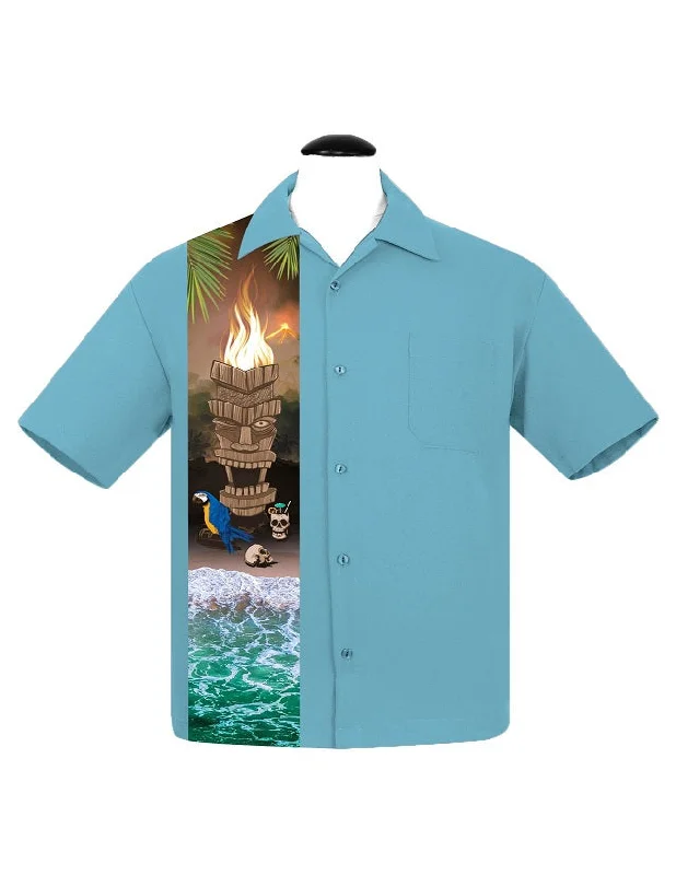 Cursed Island Bowling Shirt in Seafoam Hip Men's Urban