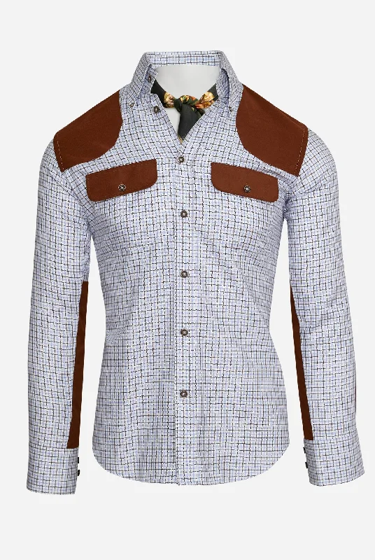 JD Field Shirt in Blue/Brown Plaid Earthy Men's Sustainable 