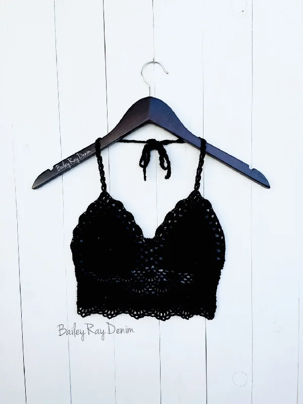 Black Crochet Crop Top Modern Men's Tech