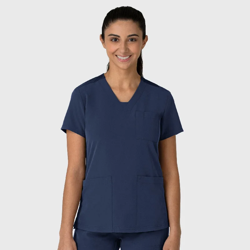 Nova Women's Flex-n-Reach V-Neck Scrub Top - Navy Earthy Men's Sustainable 