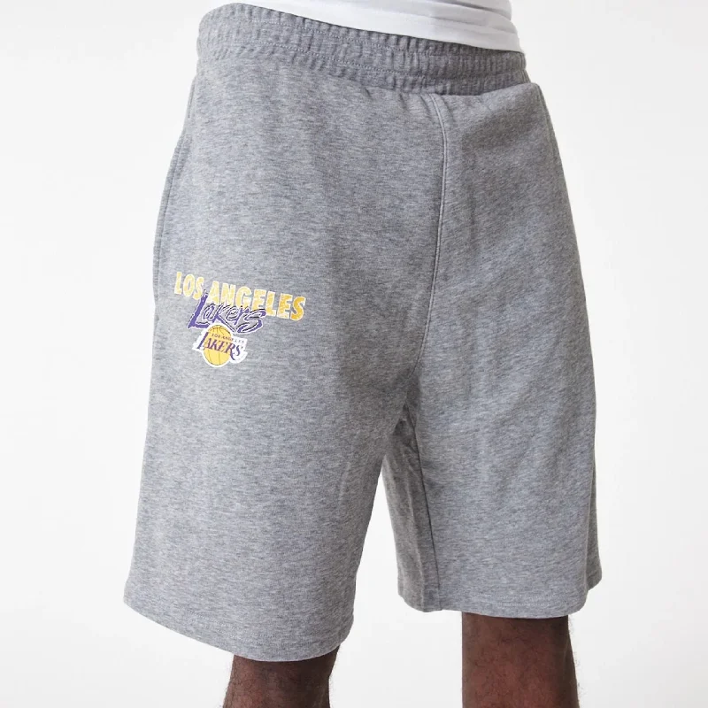 LA Lakers Team Script Grey Shorts Masculine Men's 