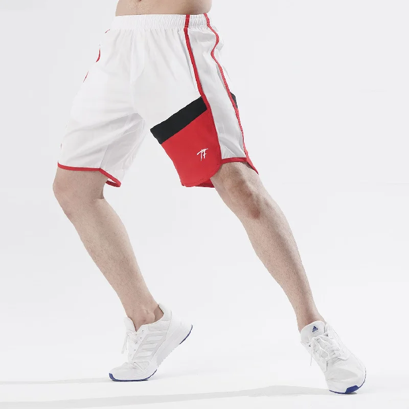 Black White And Red Tri-Panel Fitness Stage Shorts Sporty Men's Athleisure 