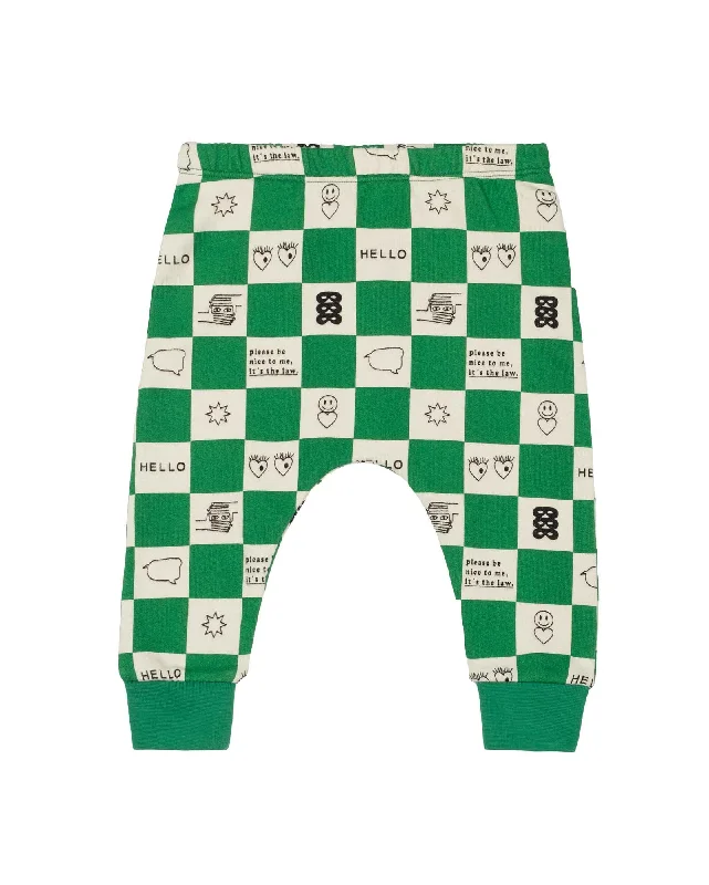 BL026-True Green Comic Book Check Baby Sweatpants Luxurious Men's High