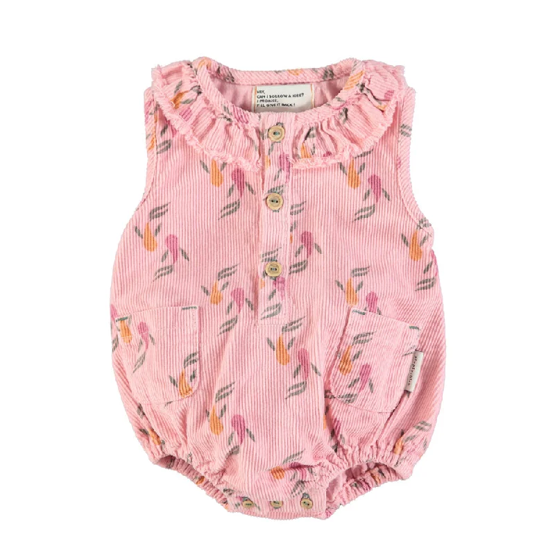 Piupiuchick Sleeveless baby romper | Pink w/multicolor fishes Relaxed Men's Beach