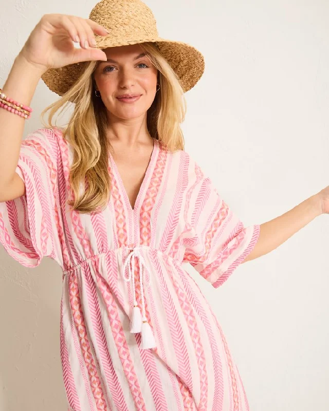 Tommy Bahama Womens Geo Jacquard Midi Dress Coverup - Preppy Pink Artistic Men's Hand