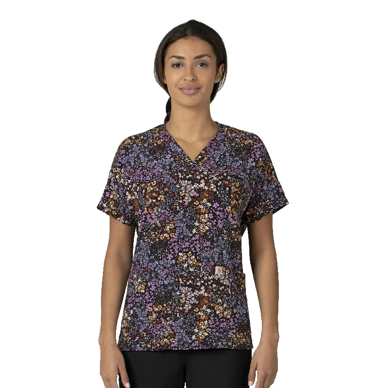 Carhartt Women's Oversized V-Neck Print Scrub Top Lumberjack