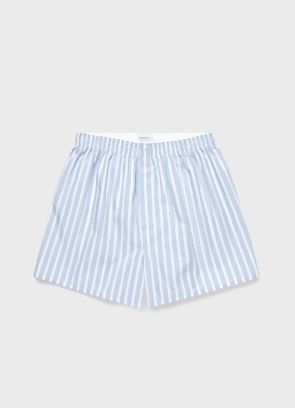 Men's Classic Boxer Shorts in Sky Blue/White Modern Men's Geometric