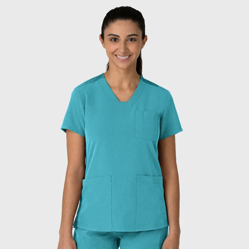 Nova Women's Flex-n-Reach V-Neck Scrub Top - Teal Blue Cozy Men's Sherpa