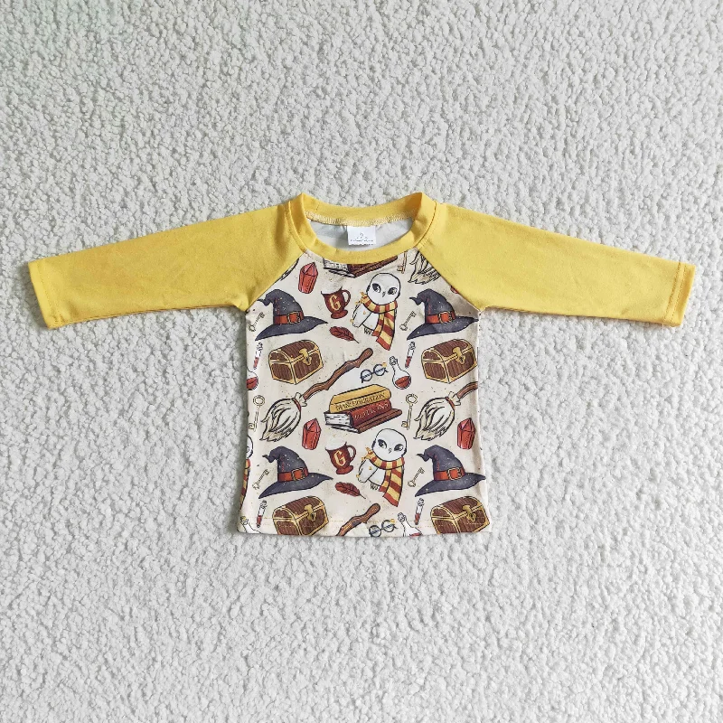 6 A31-11 Yellow Cartoon Boys Long Sleeve Top T-shirts Business