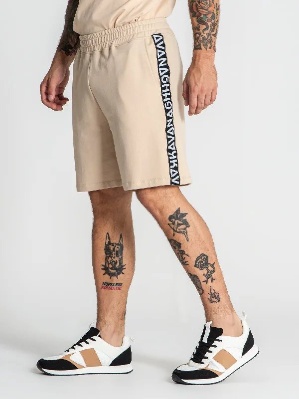 Beige Futura Shorts Modern Men's Geometric