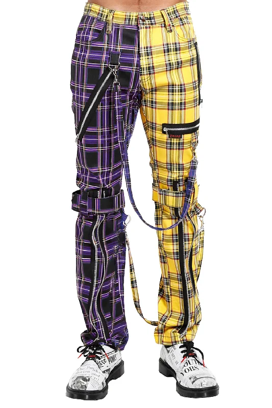 Tripp NYC Split Leg Bondage Pants [Purple/Yellow Plaid] Earthy Men's Hemp