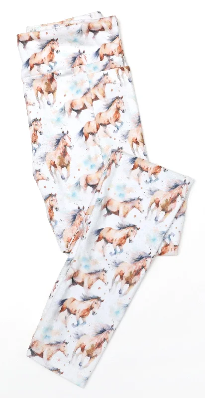 Sweet Things Wild Horses - Adult Thigh Pocket & Kids Casual Cloud Soft Yoga Band Leggings Monochromatic Office Style