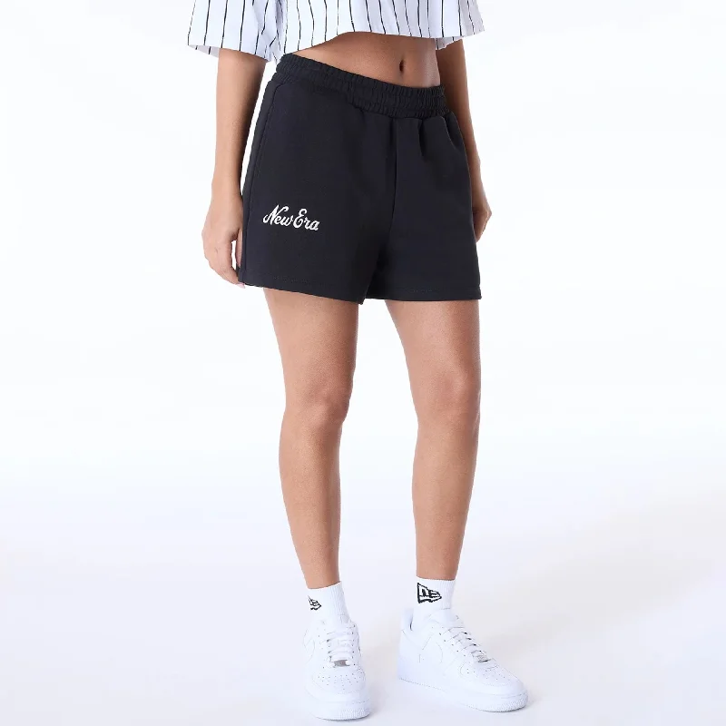 Womens New Era Script Black Shorts Preppy Men's College