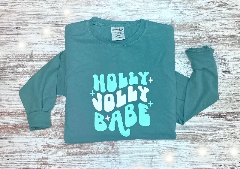 Holly Jolly Babe Long Sleeve Tee - Comfort Wash Cozy Men's Winter