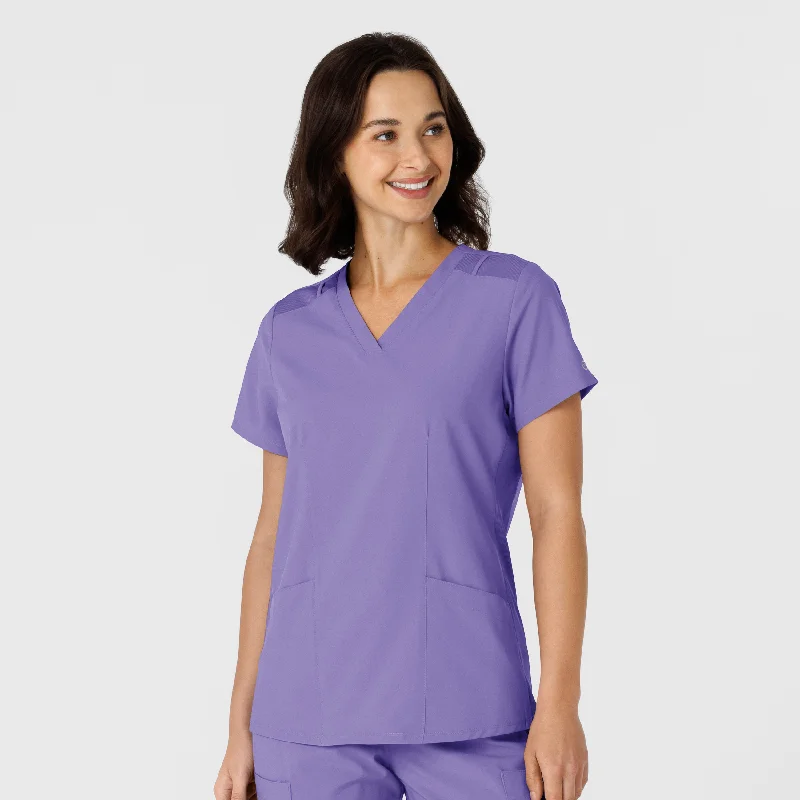 W123 Women's Flex-n-Reach Side Panel V-Neck Scrub Top - Iris Purple Dynamic Men's High