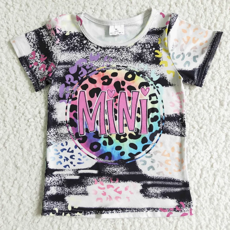 GT0004 Mini Little Girl Pink Leopard Short Sleeve Top Girls T-shirts Practical Men's Quick