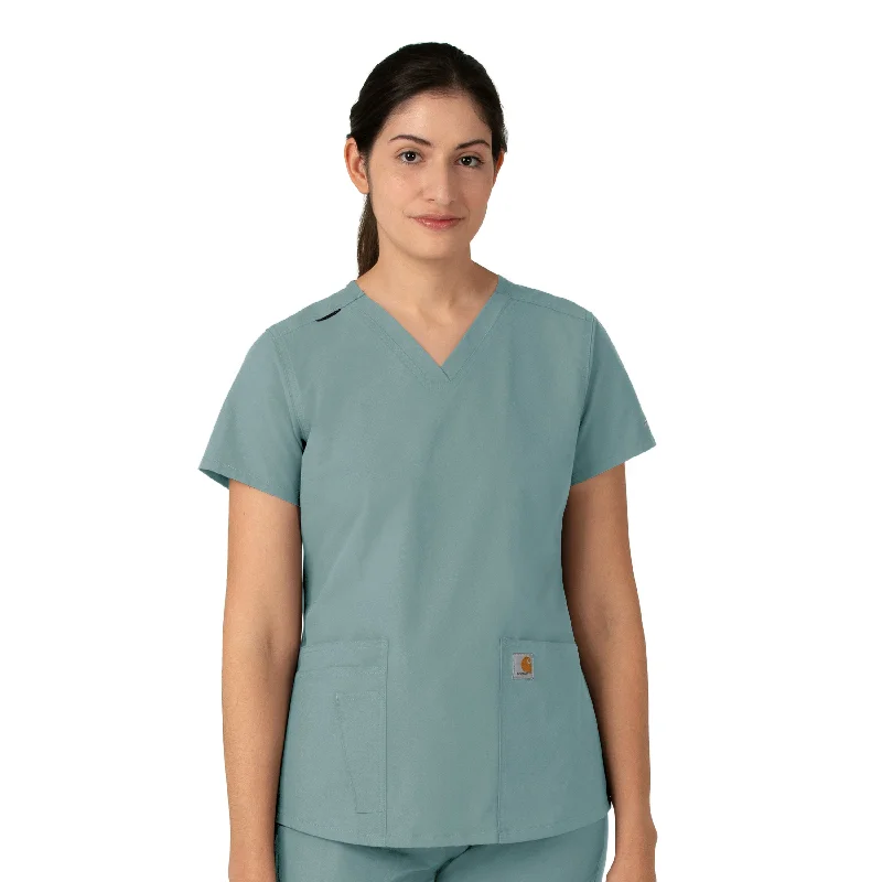 Carhartt Force Essentials Women's V-Neck Scrub Top - Summer Blue Modern Men's Tech