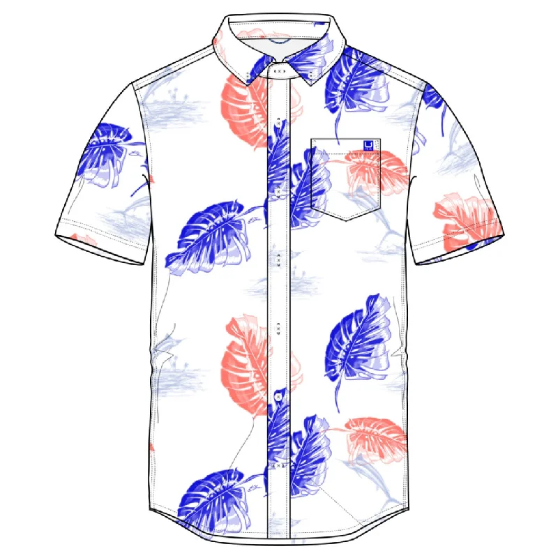 Huk Kona KC Printed Short Sleeve Sport Shirt - White 2 Casual Men's Japanese 