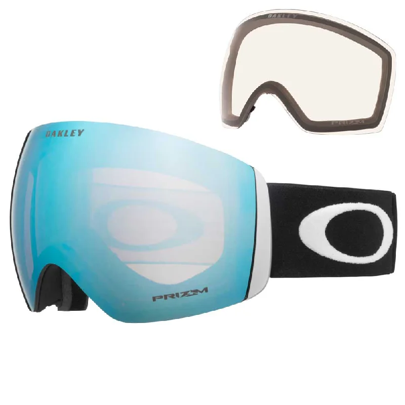 Oakley Flight Deck™ L Snow Goggles - 2025 Matte Black with Prizm Sapphire Iridium Lenses + Bonus Clear Lens Cozy Men's Sherpa