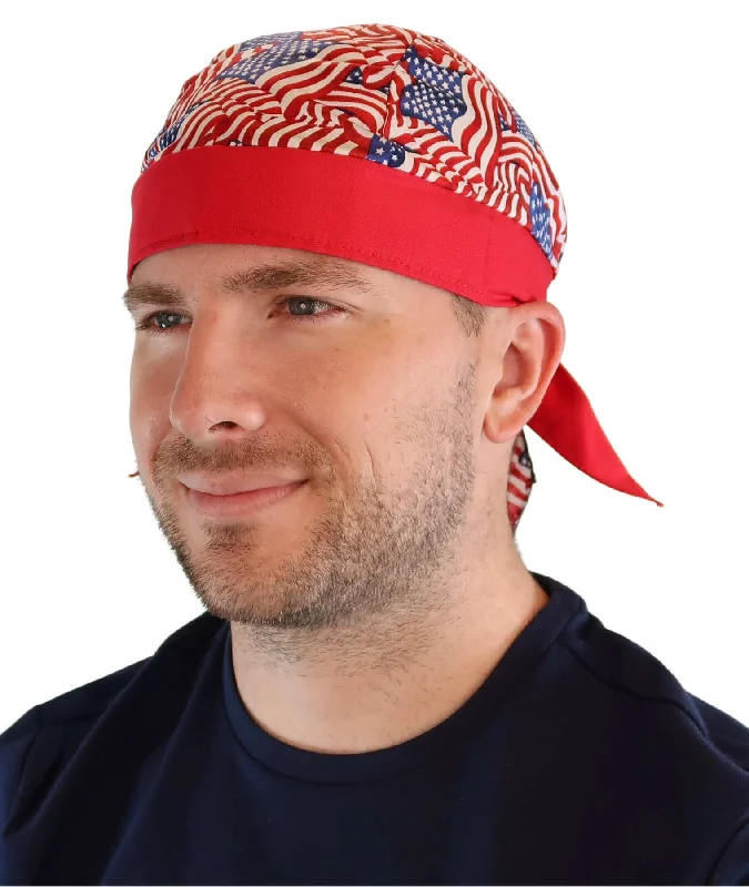 Classic Skull Cap US Flags Red Band Sporty Men's Athleisure 