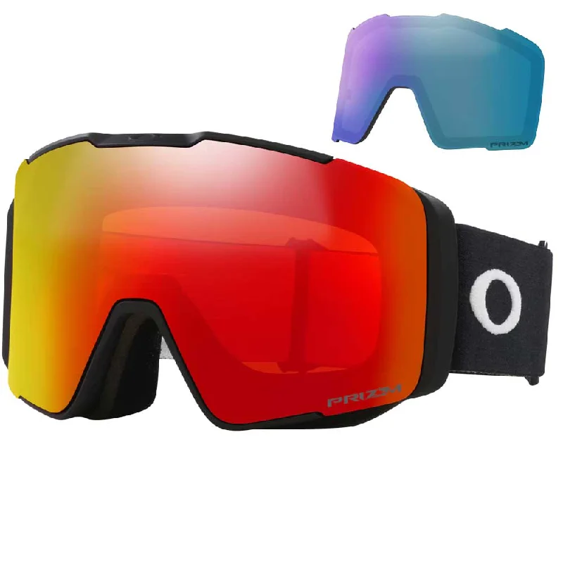 Oakley Line Miner™ Pro M Snow Goggles - 2025 Matte Black Strap with Prizm Torch Iridium Lens + Bonus Prizm Iced Iridium Lens Unique Men's Upcycled