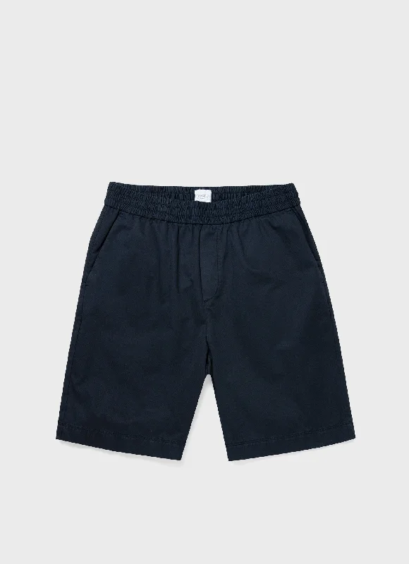 Men's Cotton Linen Drawstring Shorts in Navy Masculine Men's Thick