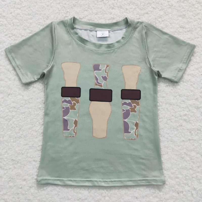 BT0374  Green Camo  Boys Short Sleeve Top T-shirts Dapper Men's Bow