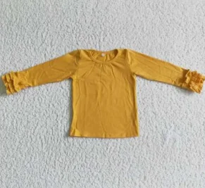 6 C6-26 Yellow Girls Long Sleeve Top T-shirts Polished Men's Satin