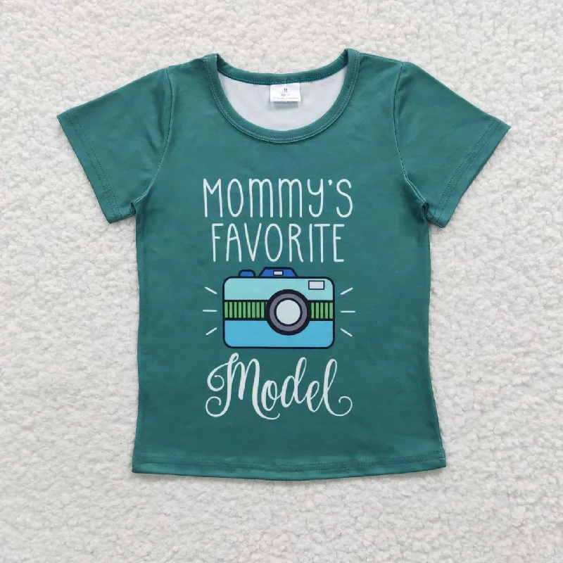 GT0162  Mommy's Favorite Model Blue Green Girls Short Sleeve Top T-shirts Sporty Men's Tennis