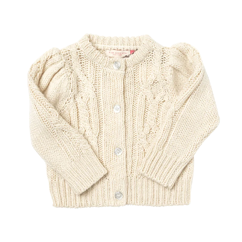 Pink Chicken Girls Cable Constance Sweater - Cream Elegant Men's Cashmere