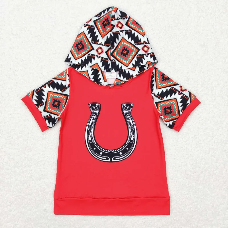 promotion RTS BT0459 Red Western Cow Girls Short Sleeve Hoodies Top Elegant Men's Formal 