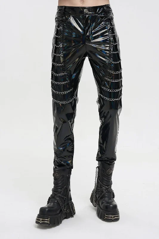 Holographic Hell Leather Pants Sophisticated Men's French