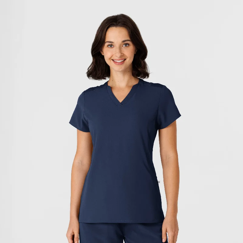 Nova Women's Flex-n-Reach Shoulder Panel V-Neck Scrub Top - Navy Unique Men's Upcycled