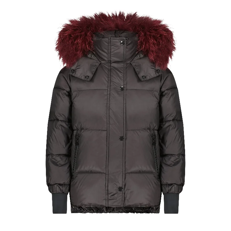 SCOTCH BONNET Girls Hi-Low Matte Black/Cranberry Fur 53 Cozy Men's Sherpa