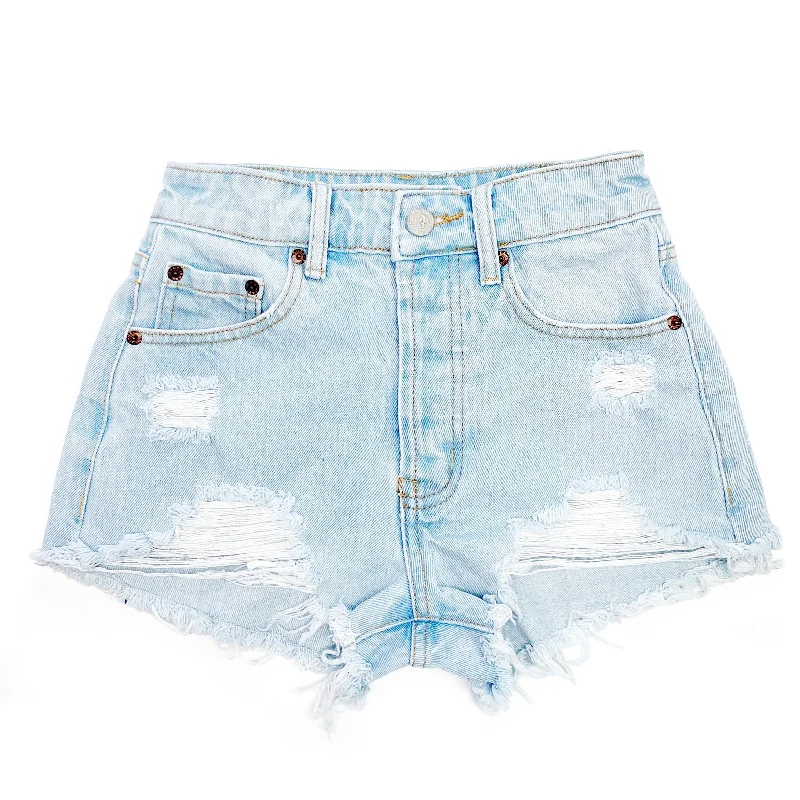 Distressed High Waisted Denim Shorts  - The Clementine Sleek Men's Contemporary 