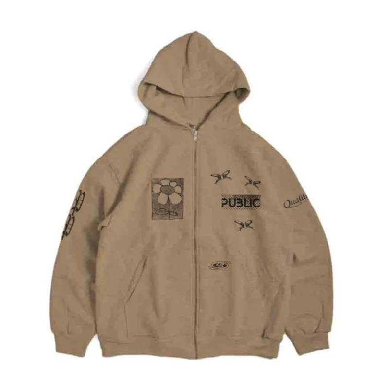 Public Sum Zip Hoodie - Brown Lumberjack