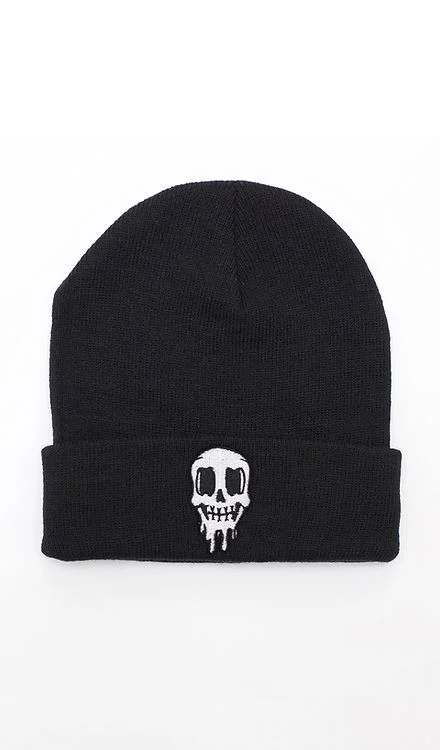 Drip Skull Beanie Black Traditional Men's Wool