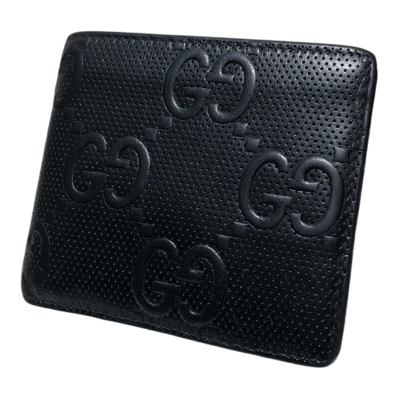 GUCCI/Wallet/Monogram/Leather/BLK/GG PATTERN EMBOSSED Casual Men's Short