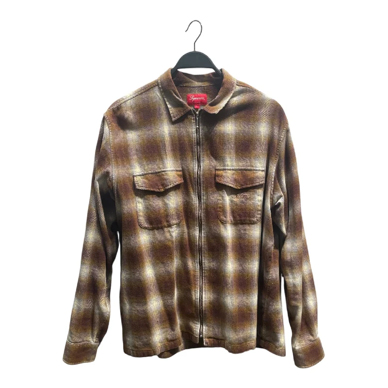 Supreme/LS Shirt/L/Cotton/BRW/SUPREME SHADOW FLANNEL ZIP UP Youthful Men's Pop