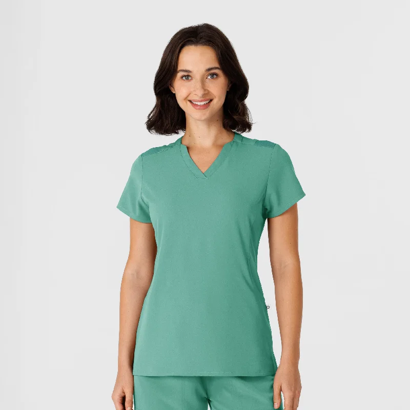 Nova Women's Flex-n-Reach Shoulder Panel V-Neck Scrub Top - Turquoise Vacation