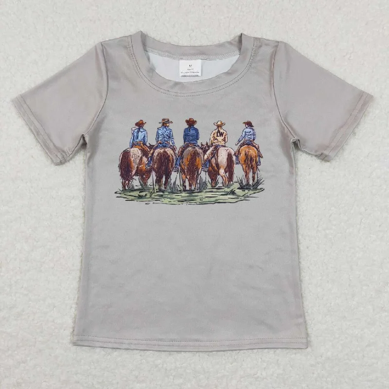 BT0505 Grey Cowboy  Boys Short Sleeve Top T-shirts Earthy Men's Hemp